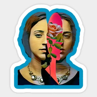 Split Headed Woman Sticker